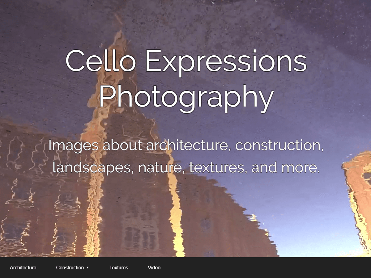 Arbutus theme screenshot showing Cello Expressions Photography